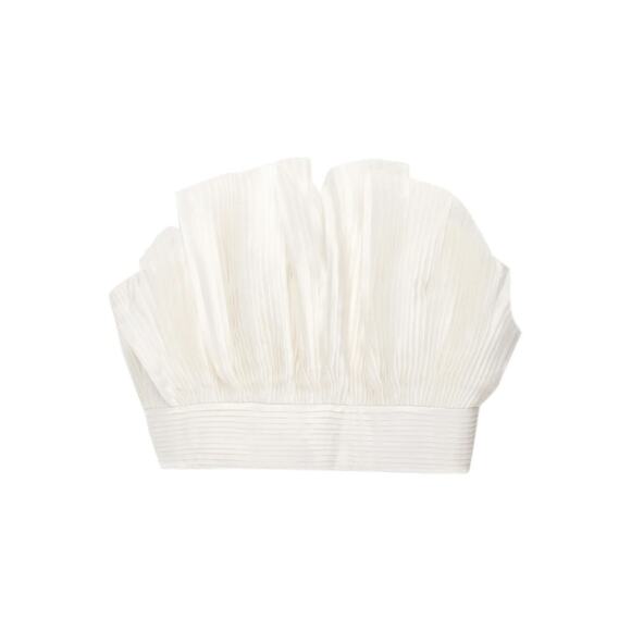 Andres Otalora Gingko Ivory White Pleated Silk Strapless Crop Top Blouse Size 2 - Picture 2 of 6